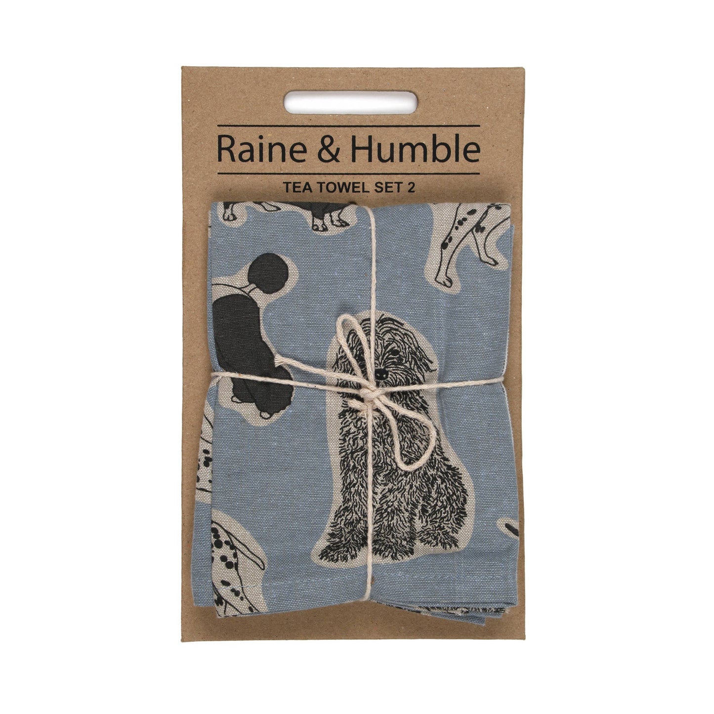 Tea Towel Set of 2 Dog Print - Blue Haze