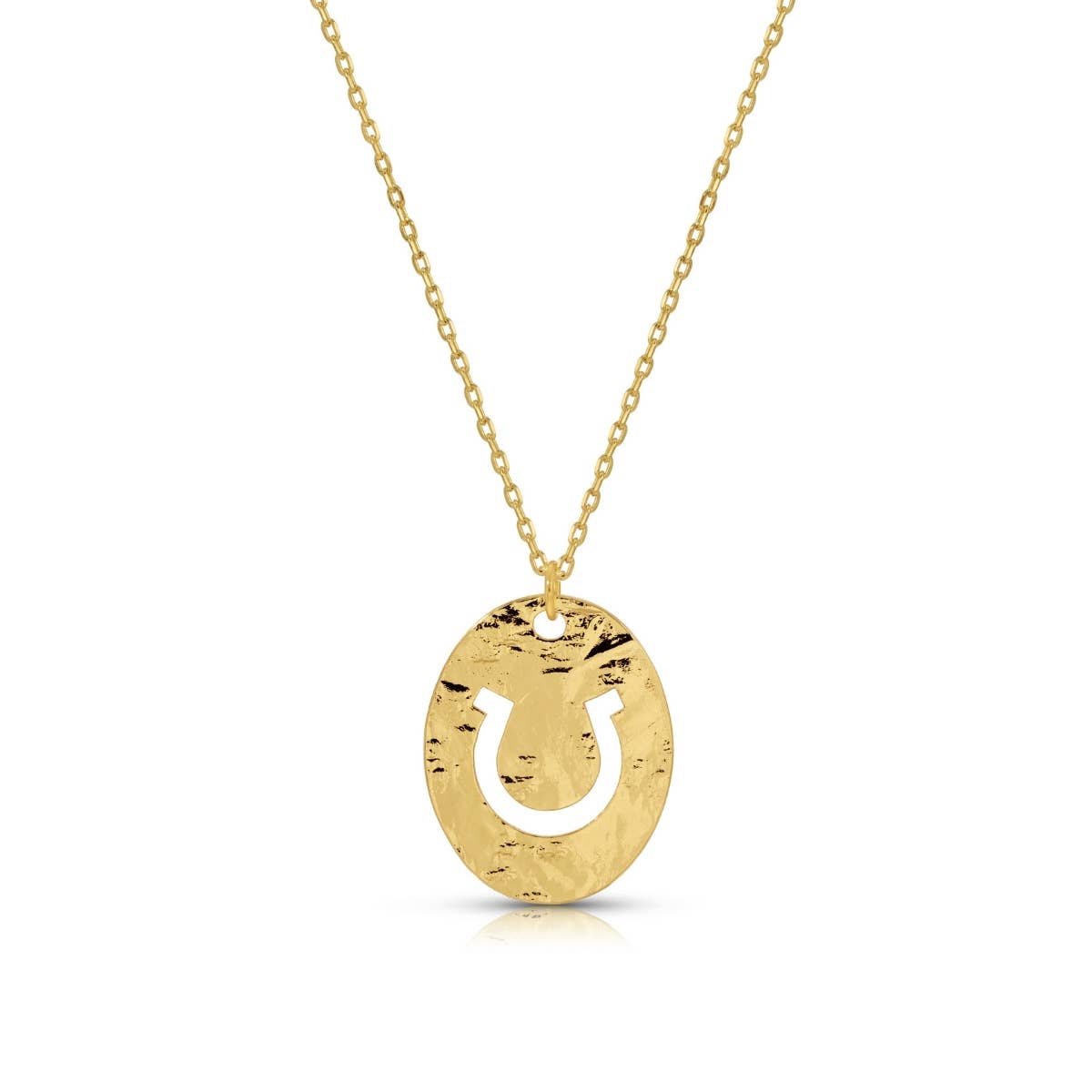 Gilded Horseshoe Cut-Out Necklace: Gold