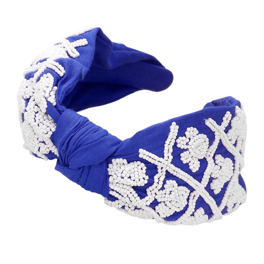 Red Game Day Seed Beaded Headband