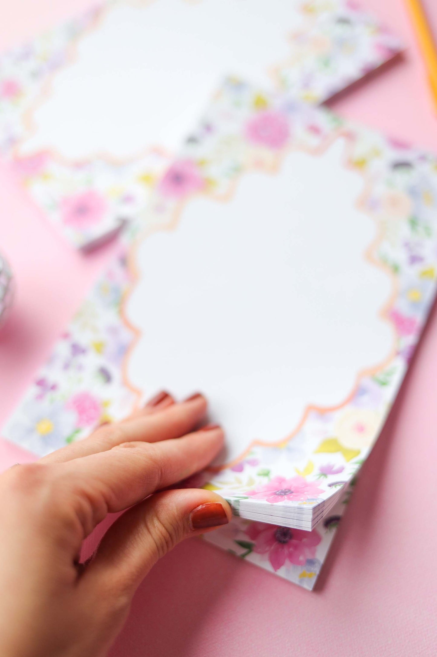 Whimsical floral border notepad