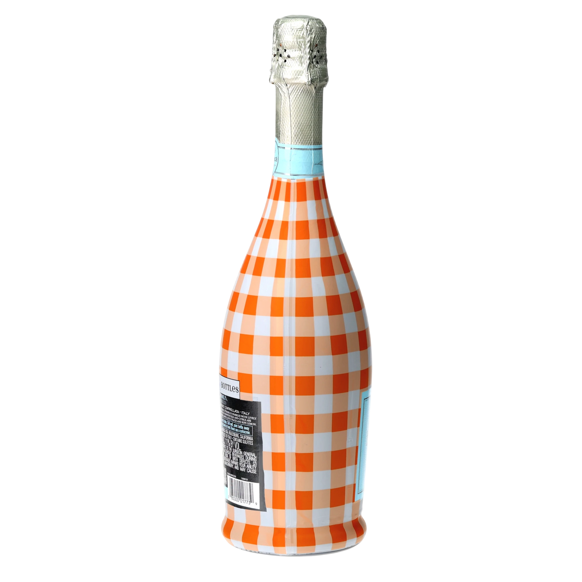 Orange & White Gingham Prosecco Bottle Wrap