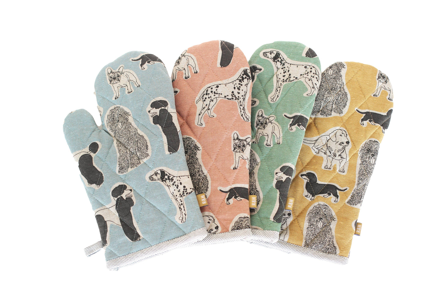 Oven Glove Dog Print Yellow Sunset