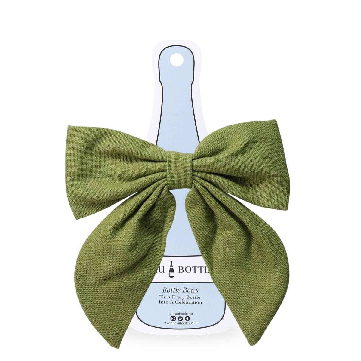 Green Linen Bottle Bow