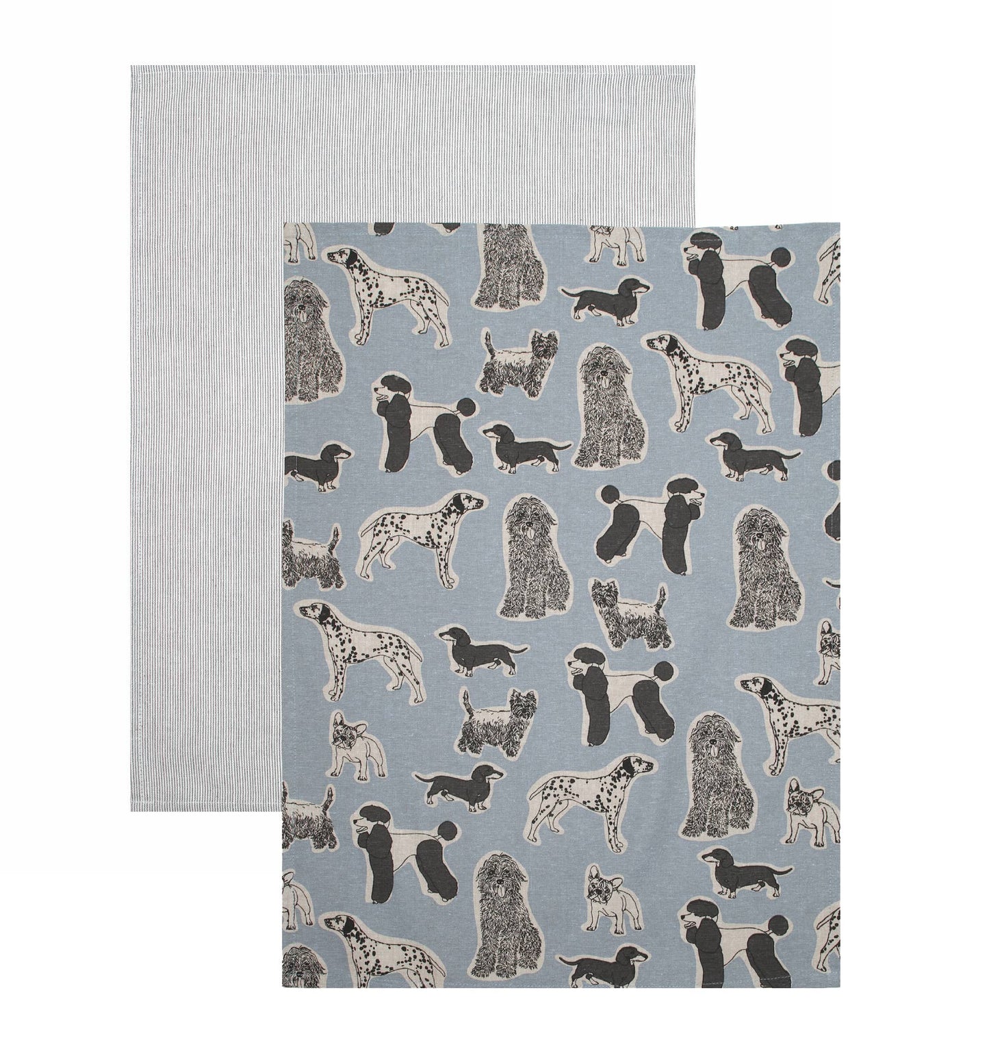 Tea Towel Set of 2 Dog Print - Blue Haze