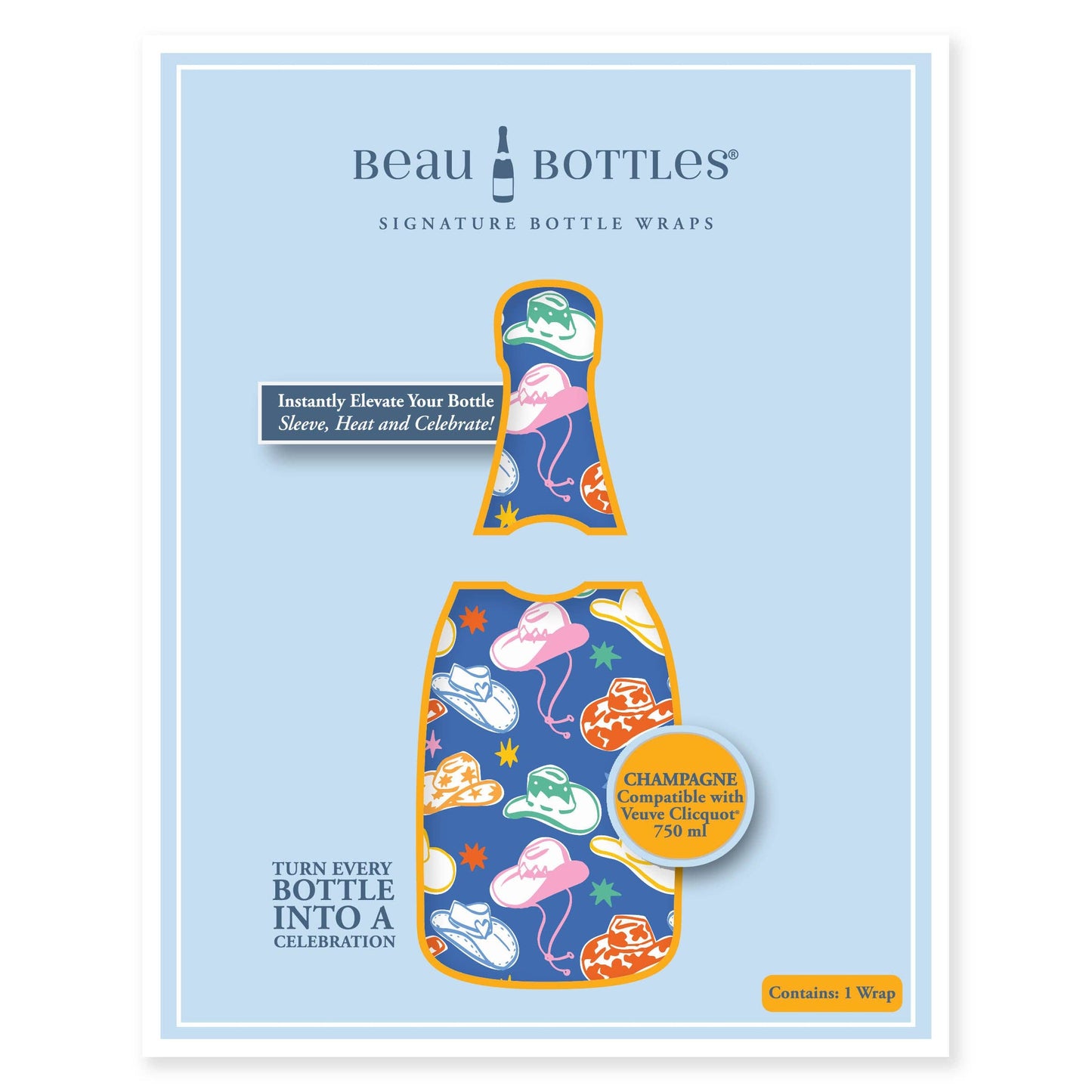 Beau Bottles Colorful Western Hats- Champagne Collection
