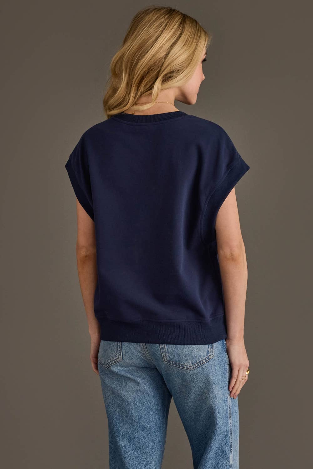 Navy & Red Game Day Short Sleeve Sweatshirt