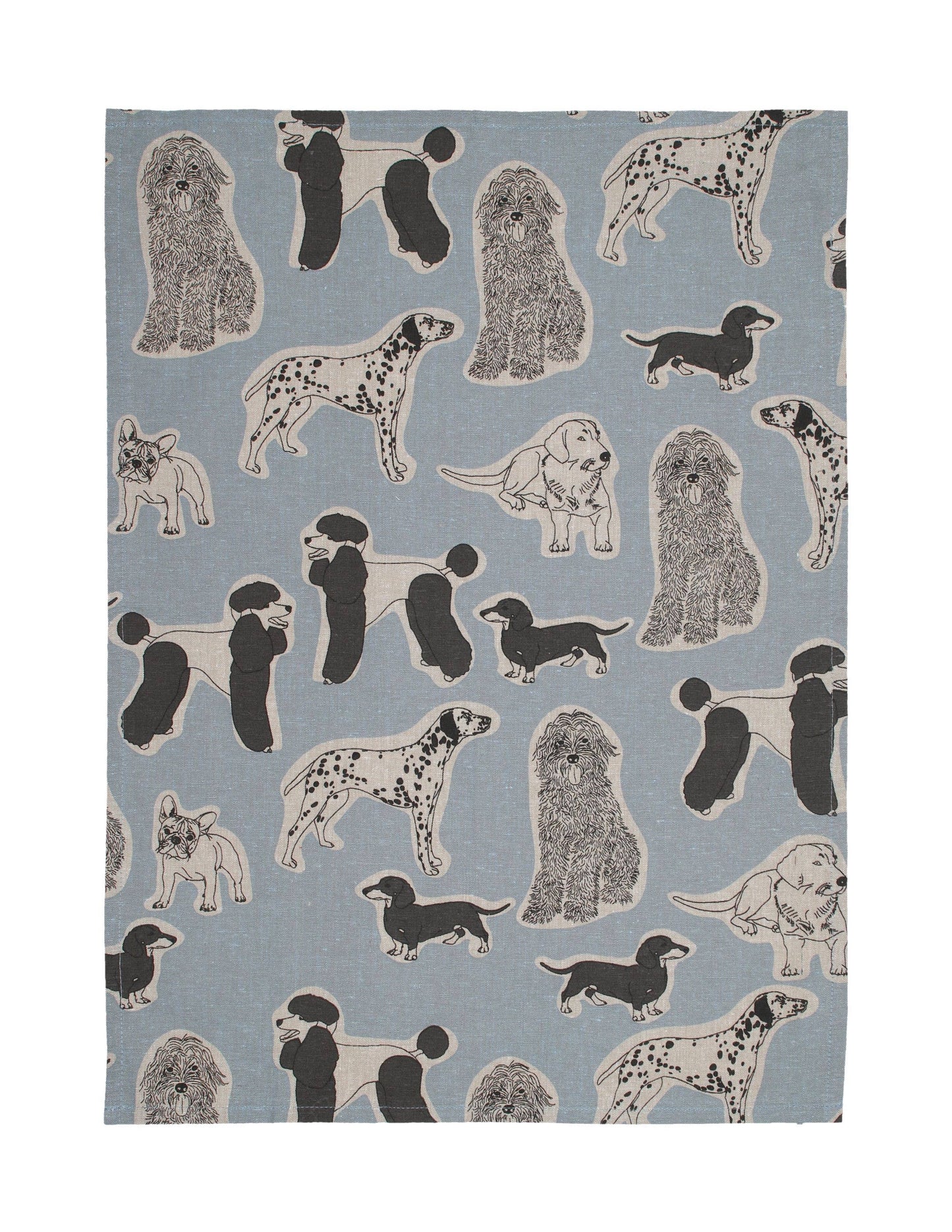 Tea Towel Set of 2 Dog Print - Blue Haze