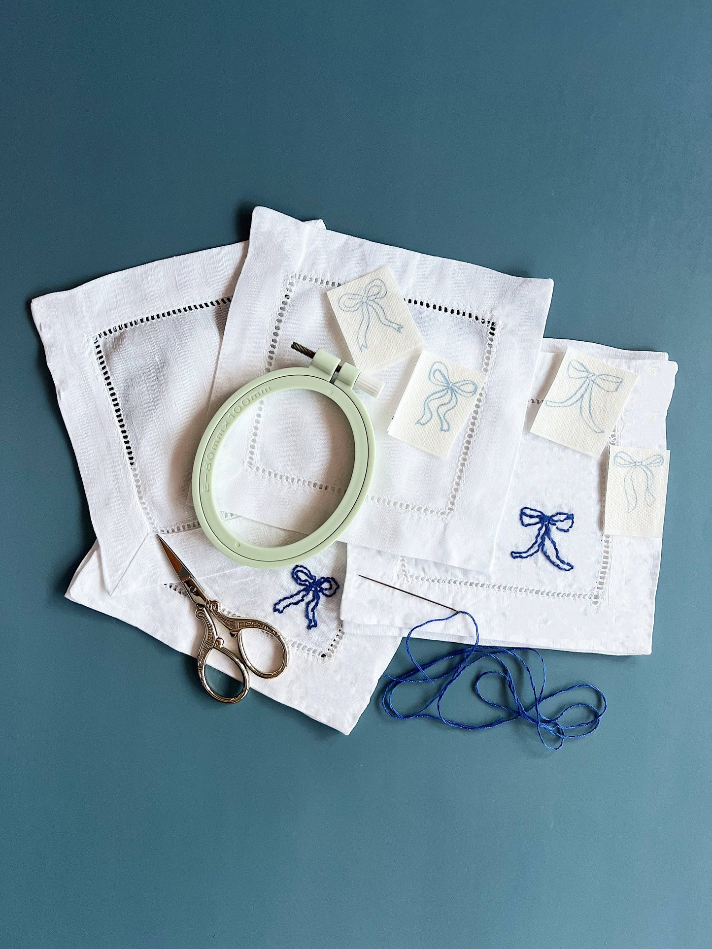 Ribbon Bow Napkins Embroidery Kit