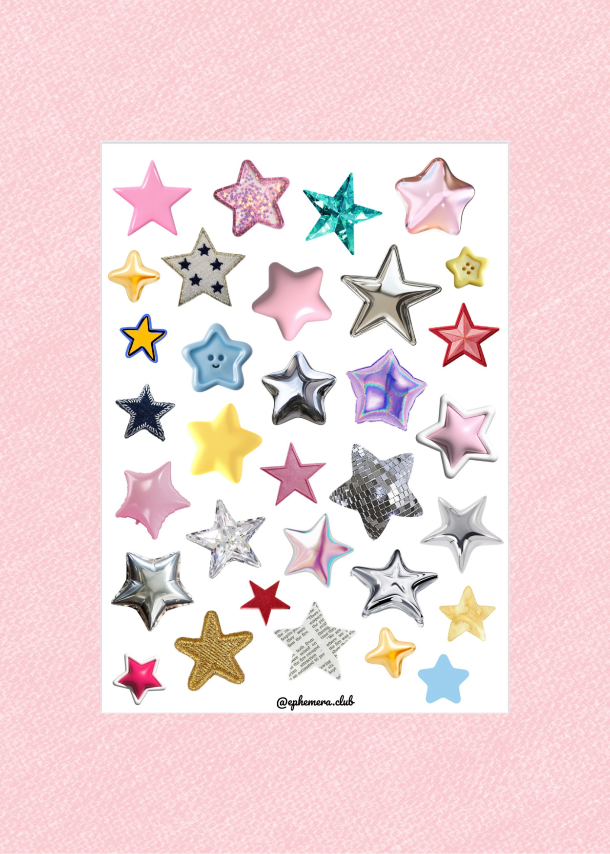 Mixed Media Star Sticker Sheet : Clear vinyl