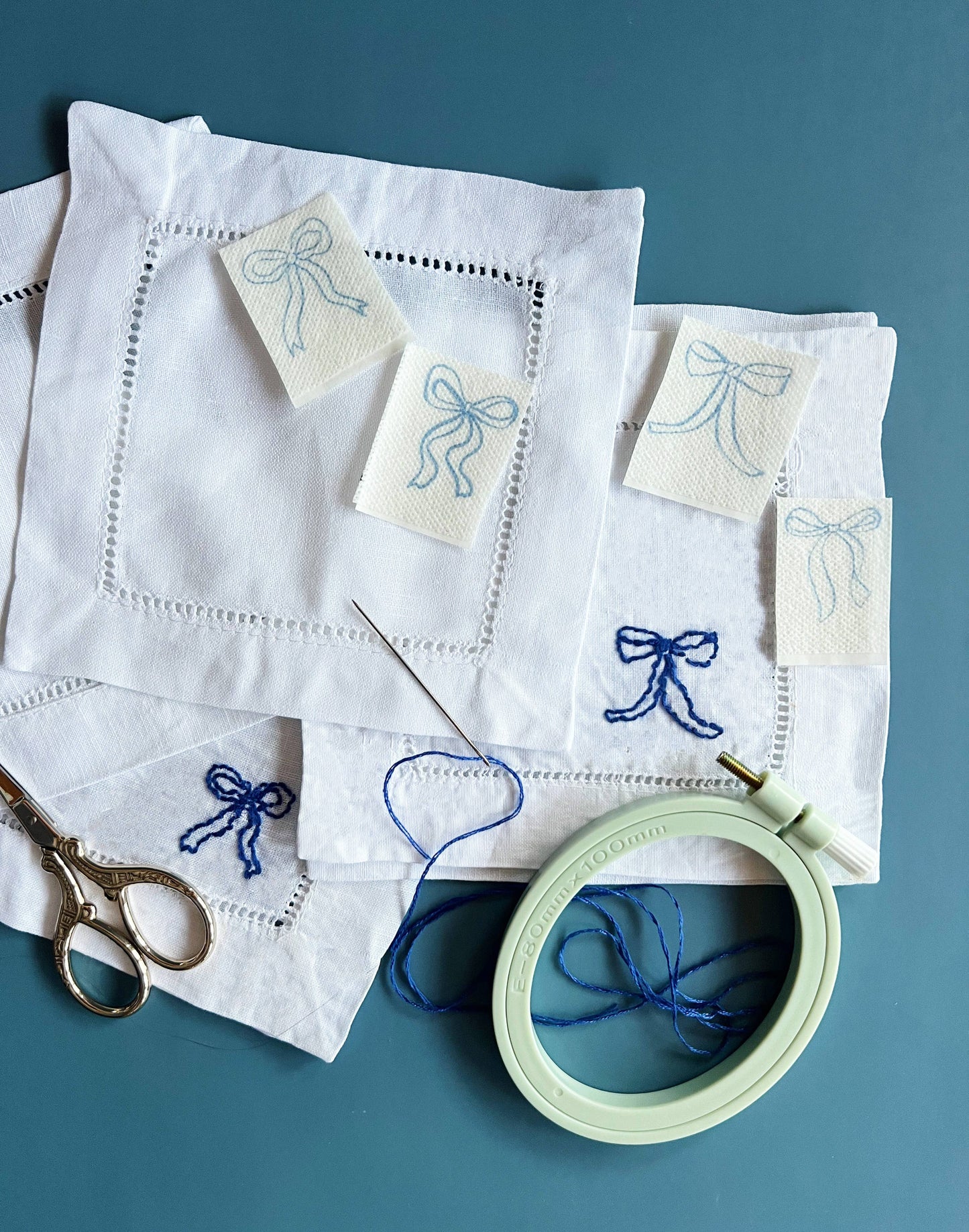 Ribbon Bow Napkins Embroidery Kit
