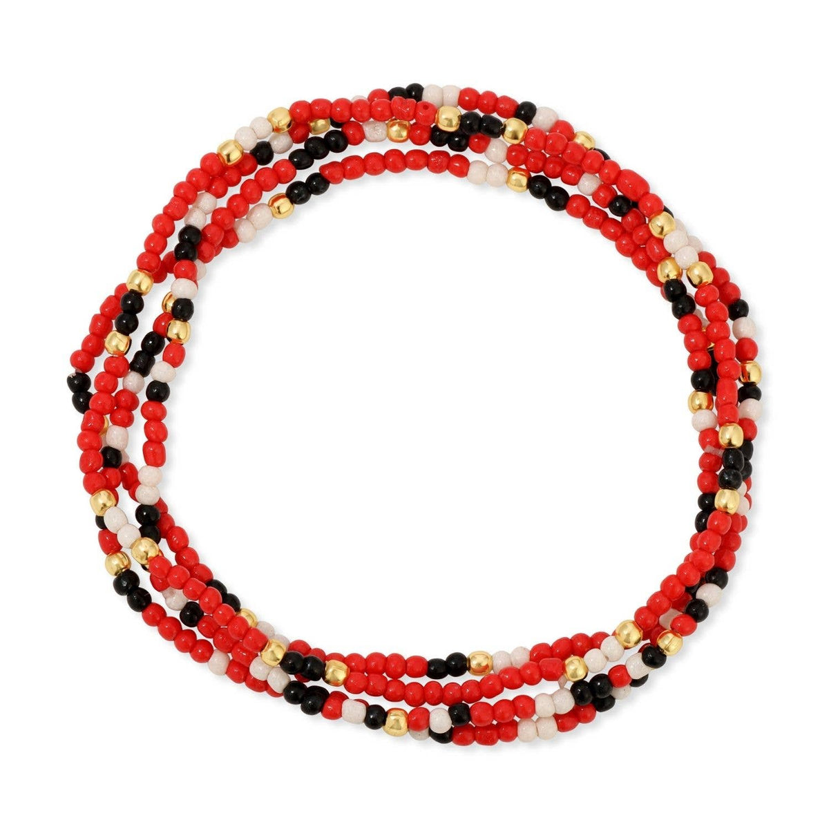Stretch Seed Bead GAME DAY Bracelets: Red/Black/White