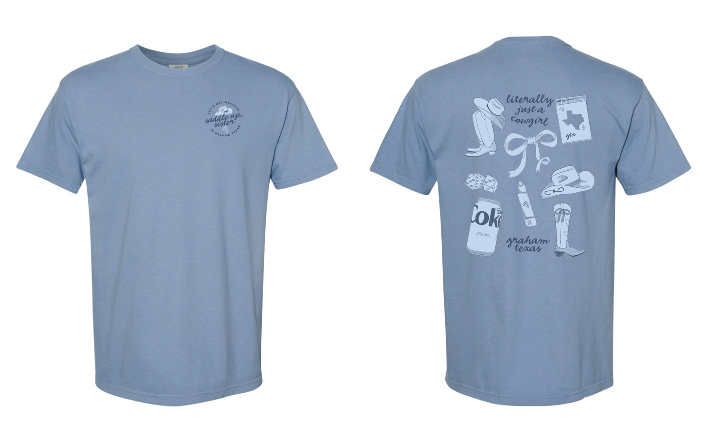 Saddle Up Sister | Western Cowgirl Tee | Blue