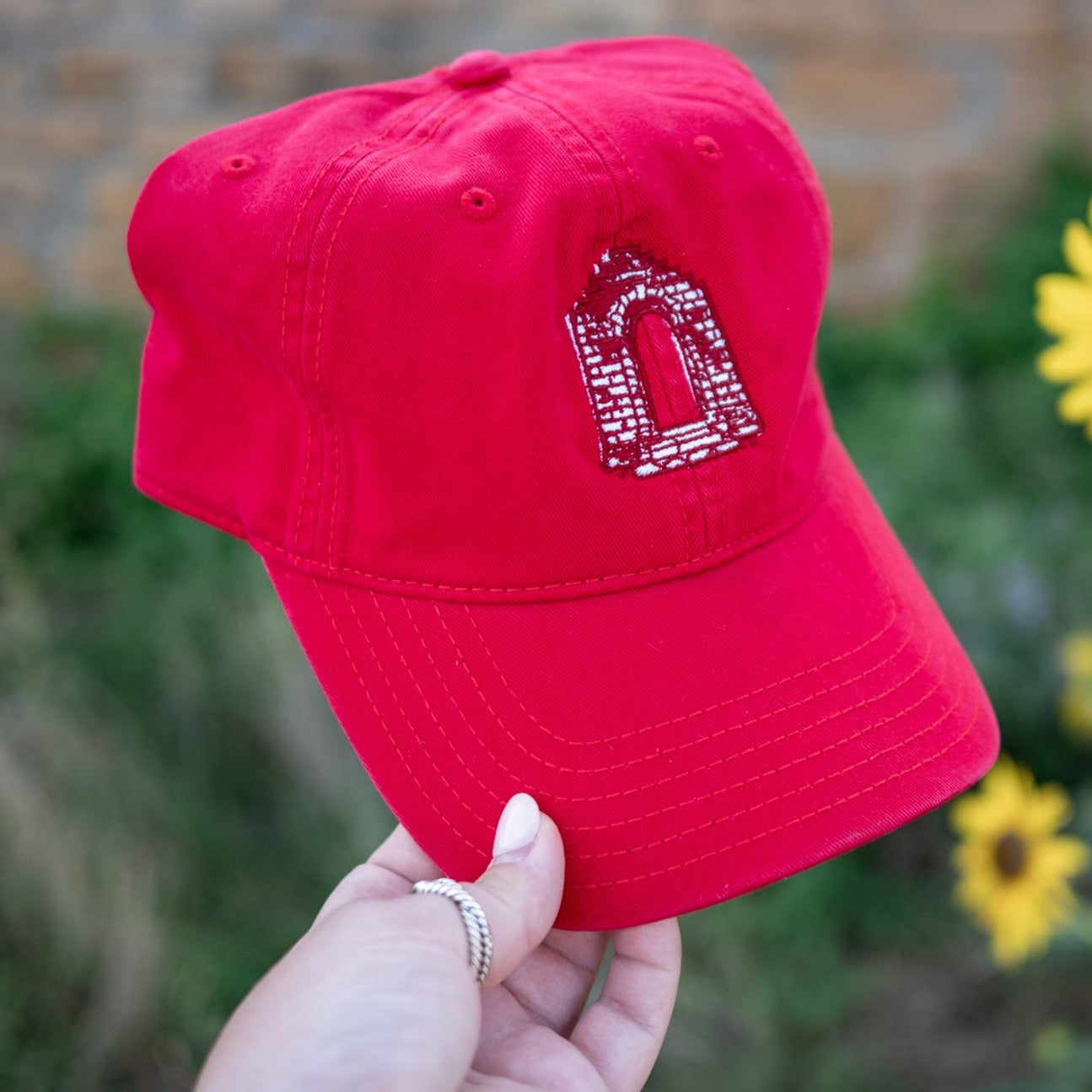 Graham Arch Embroidered Dad Hat | Red