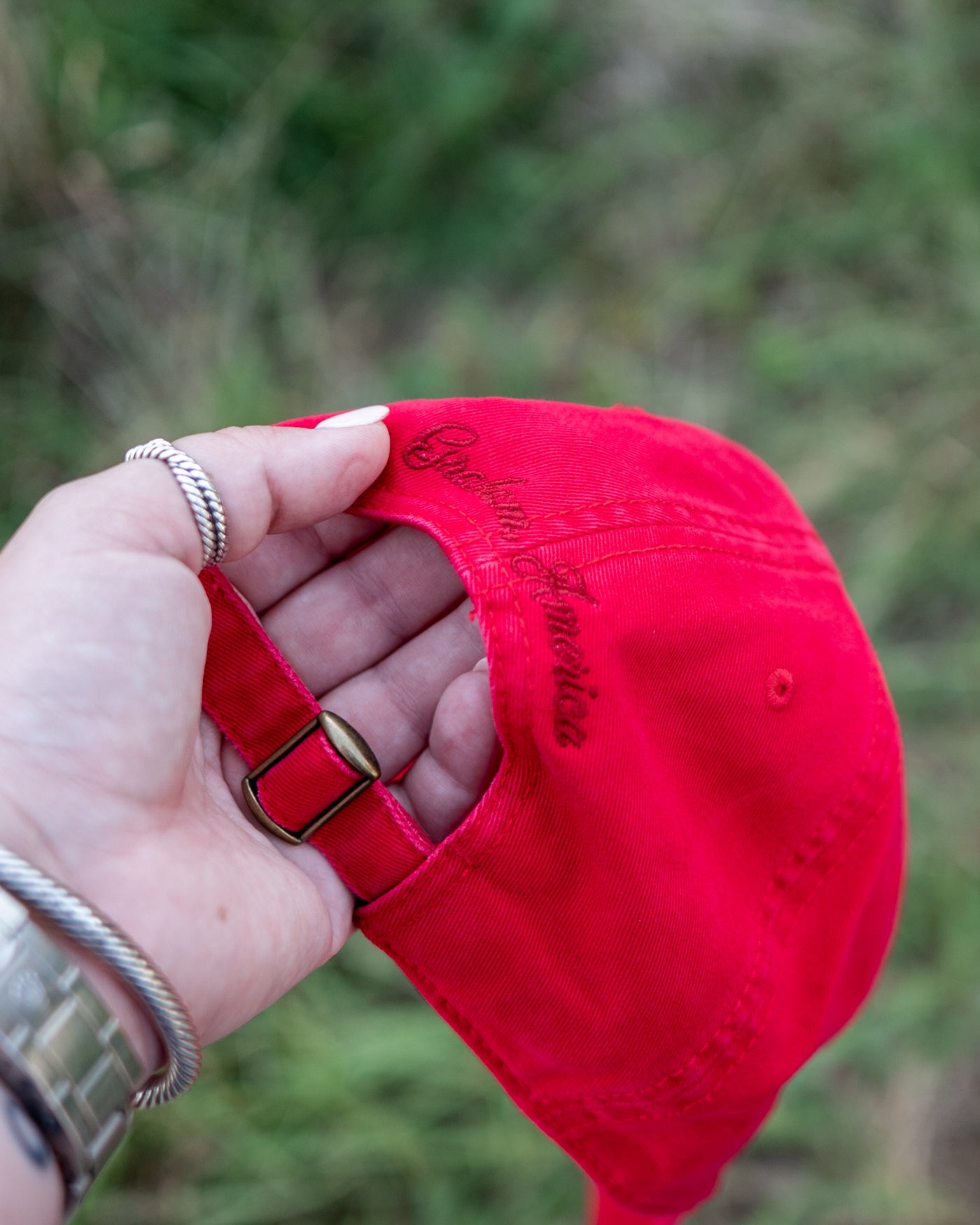 Graham Arch Embroidered Dad Hat | Red