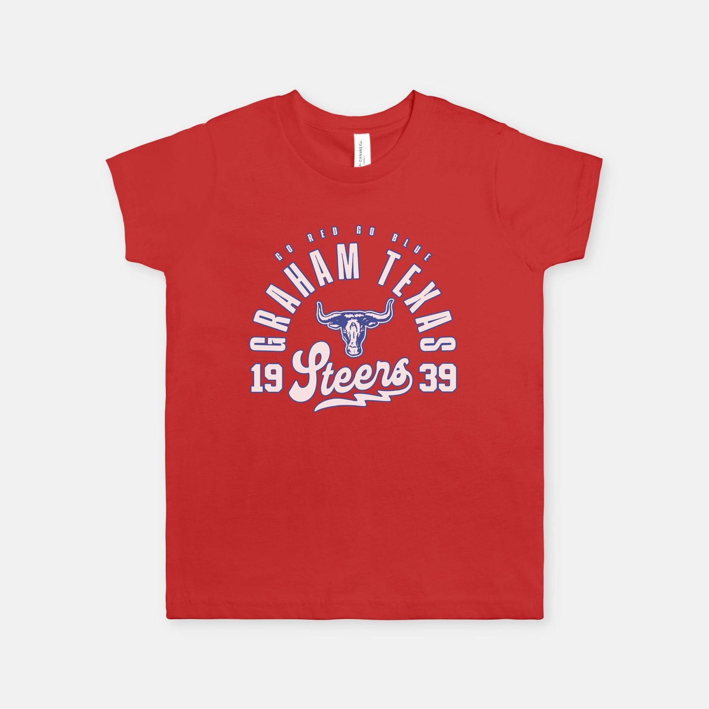 Go Red! Go Blue! Youth | Vintage Steers Tee