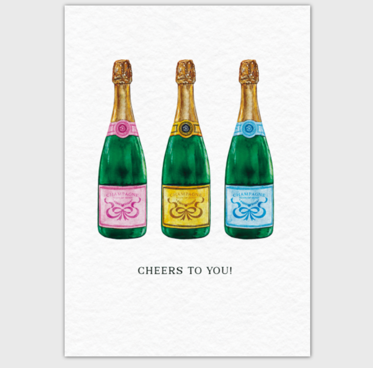 Cheers to You Champagne Watercolor Greeting Card | 4x6" Card