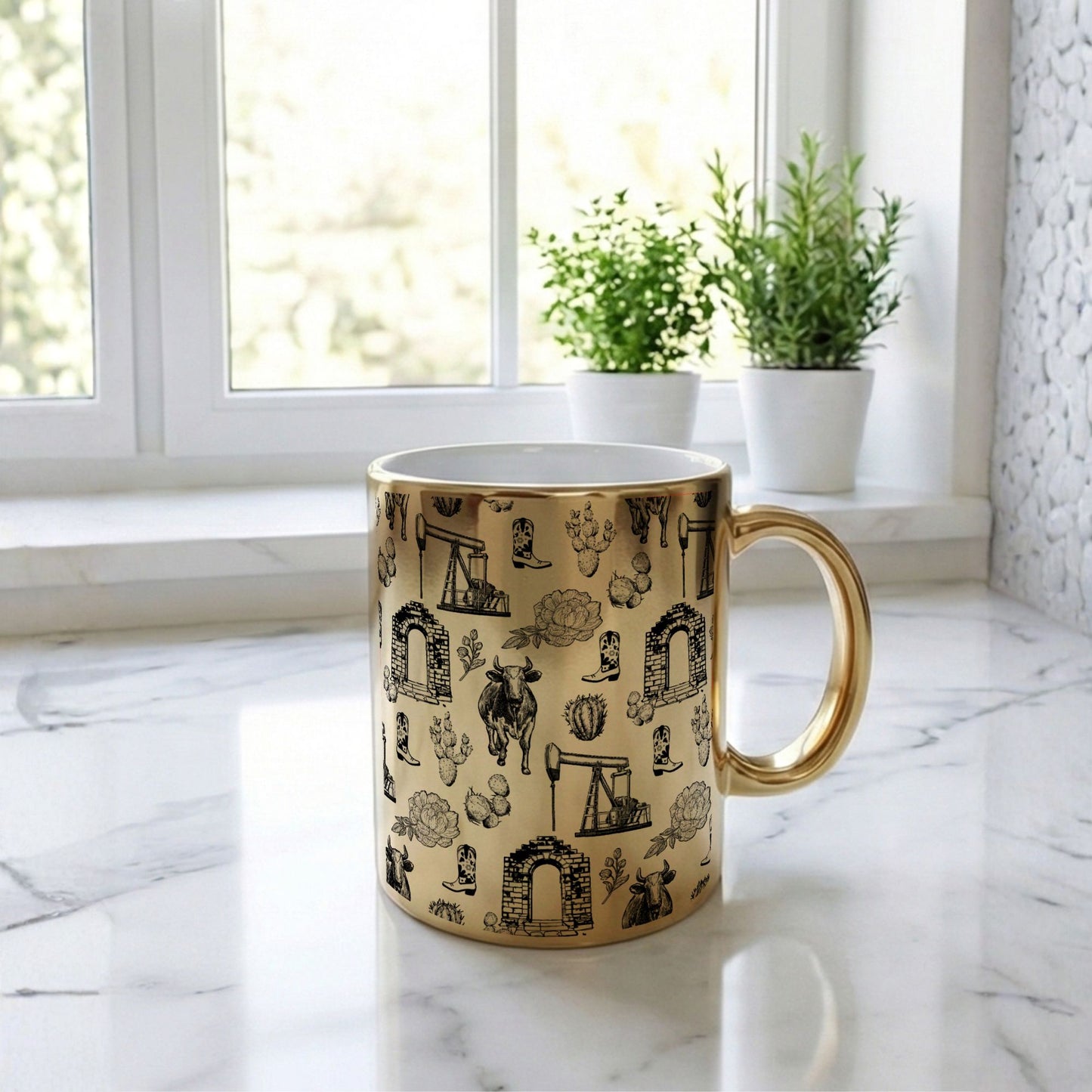 Gold Chrome Mug (11 oz) with Graham Toile