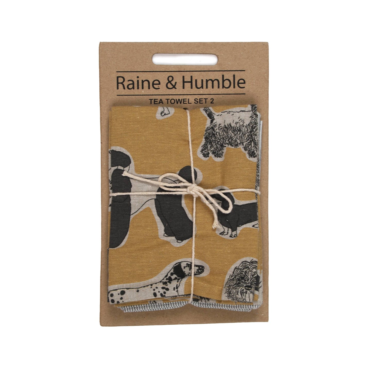 Tea Towel Set of 2 Dog Print - Yellow Sunset
