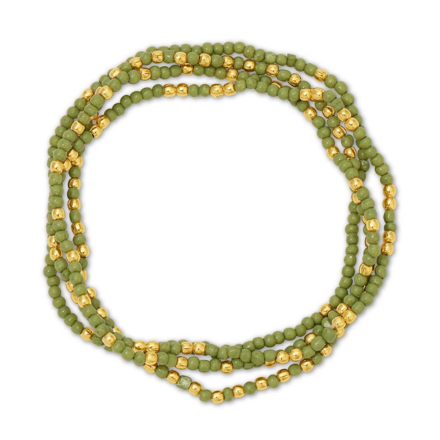 Solid Color 2mm Seed Bead Bracelets: Olive