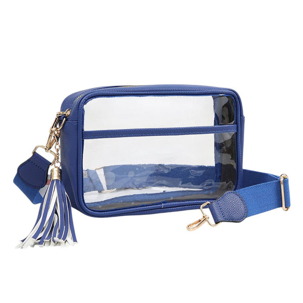 Faux Leather Transparent Rectangular Crossbody Bag