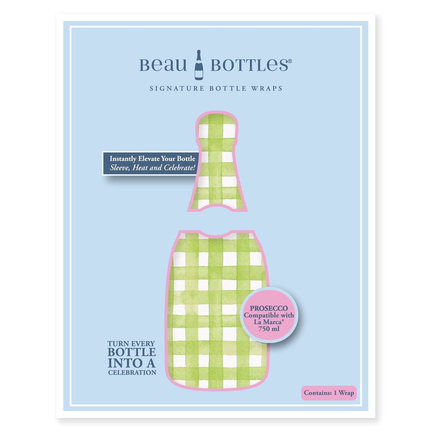 Beau Bottles Matcha Lemonade Picnic Gingham- Prosecco Collection