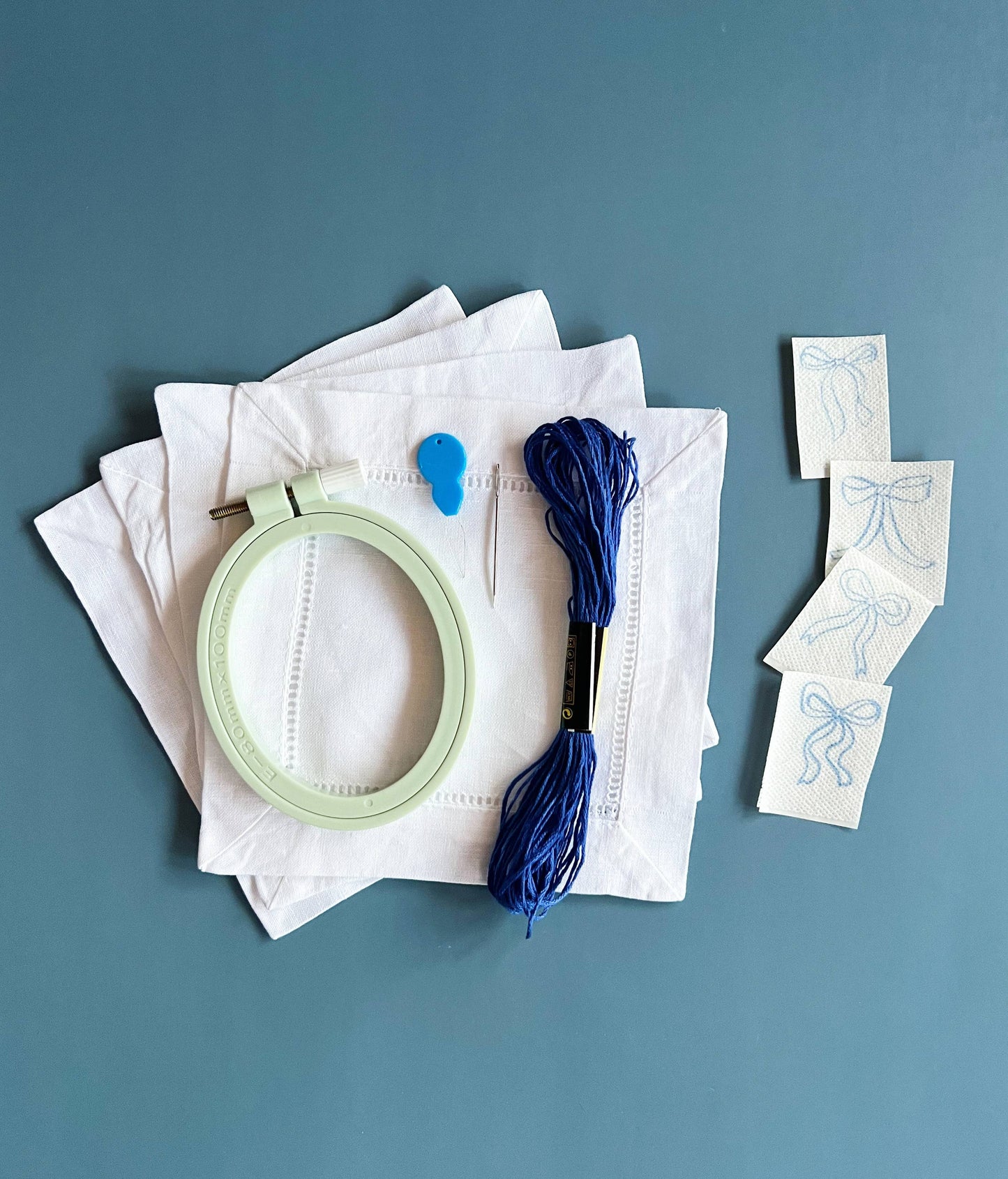Ribbon Bow Napkins Embroidery Kit
