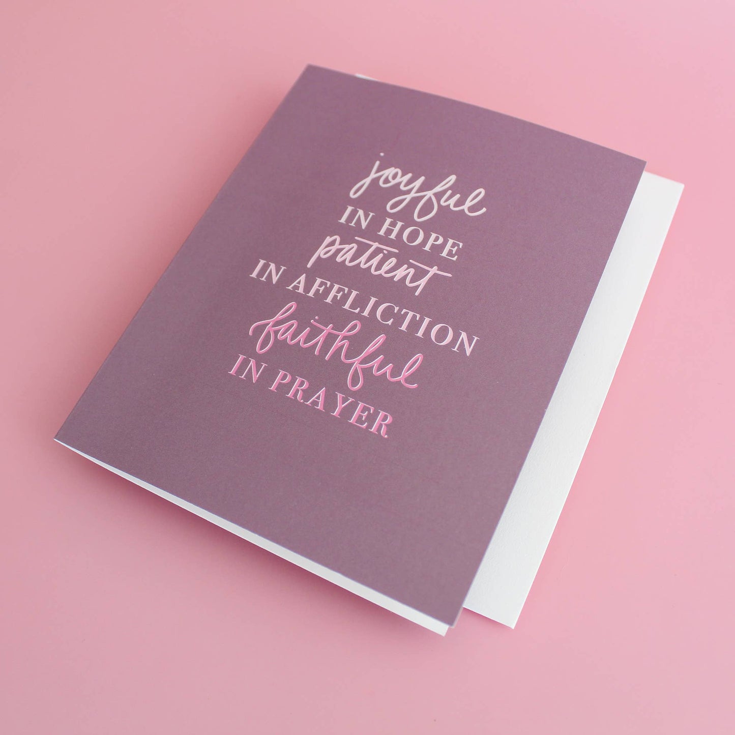 Joyful in Hope, Patient in Affliction, Faithful Prayer Card