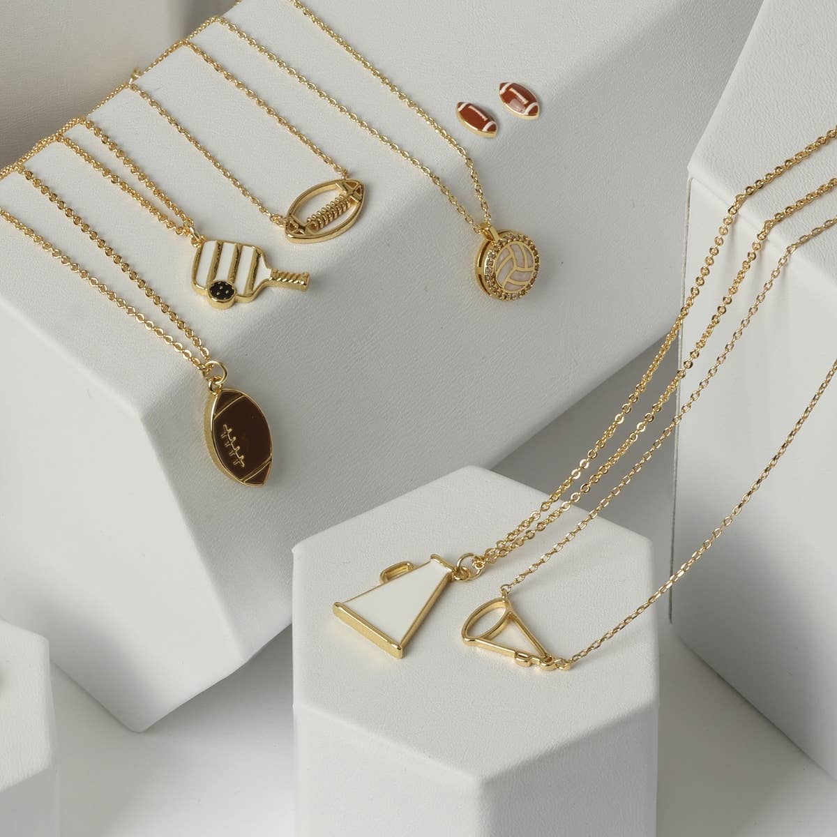 Gameday Spirit! Enamel Megaphone Necklace: Gold