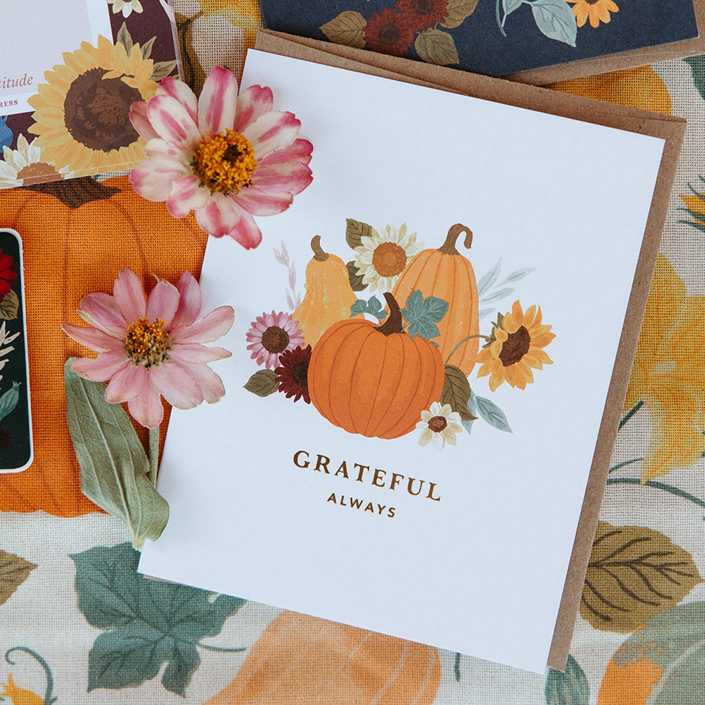 Grateful Always Pumpkin Greeting Card