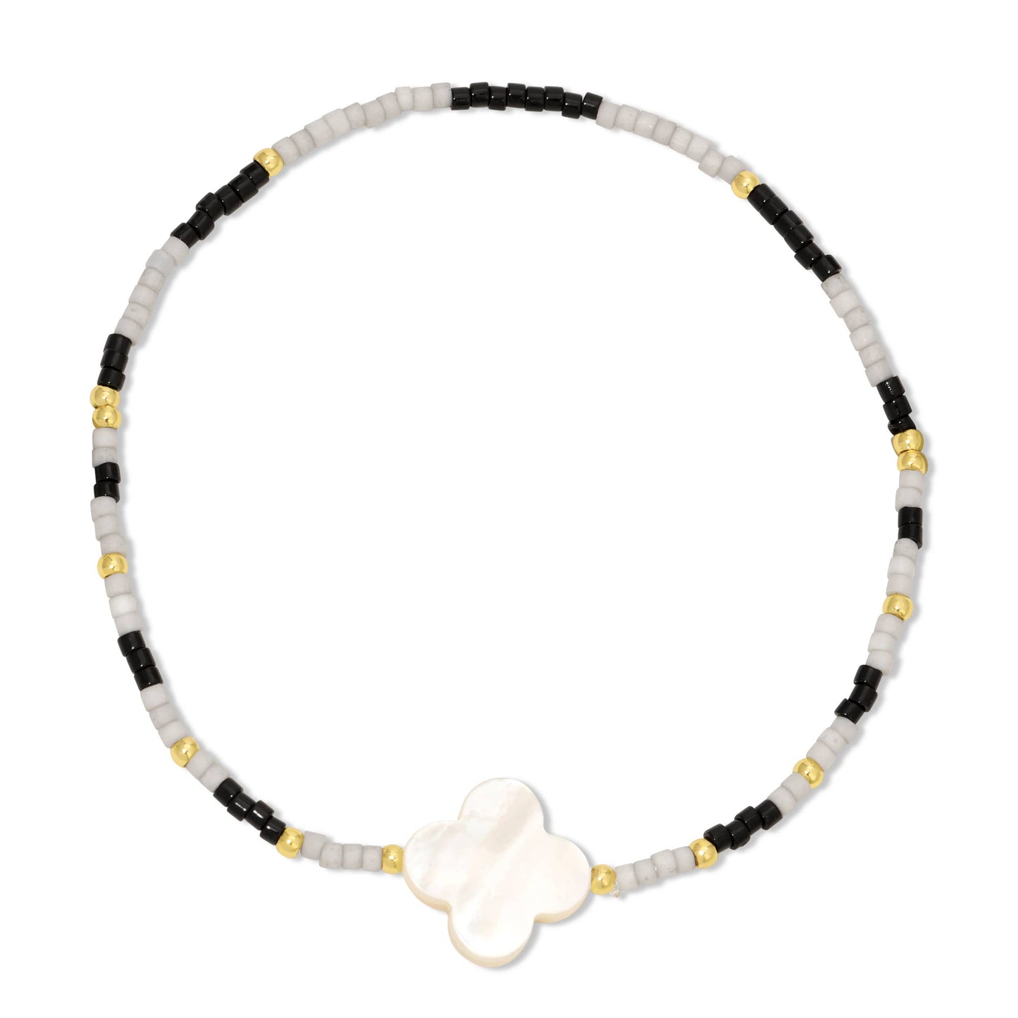 Miyuki Delica Stretch Bracelet w/ Quatrefoil Accent