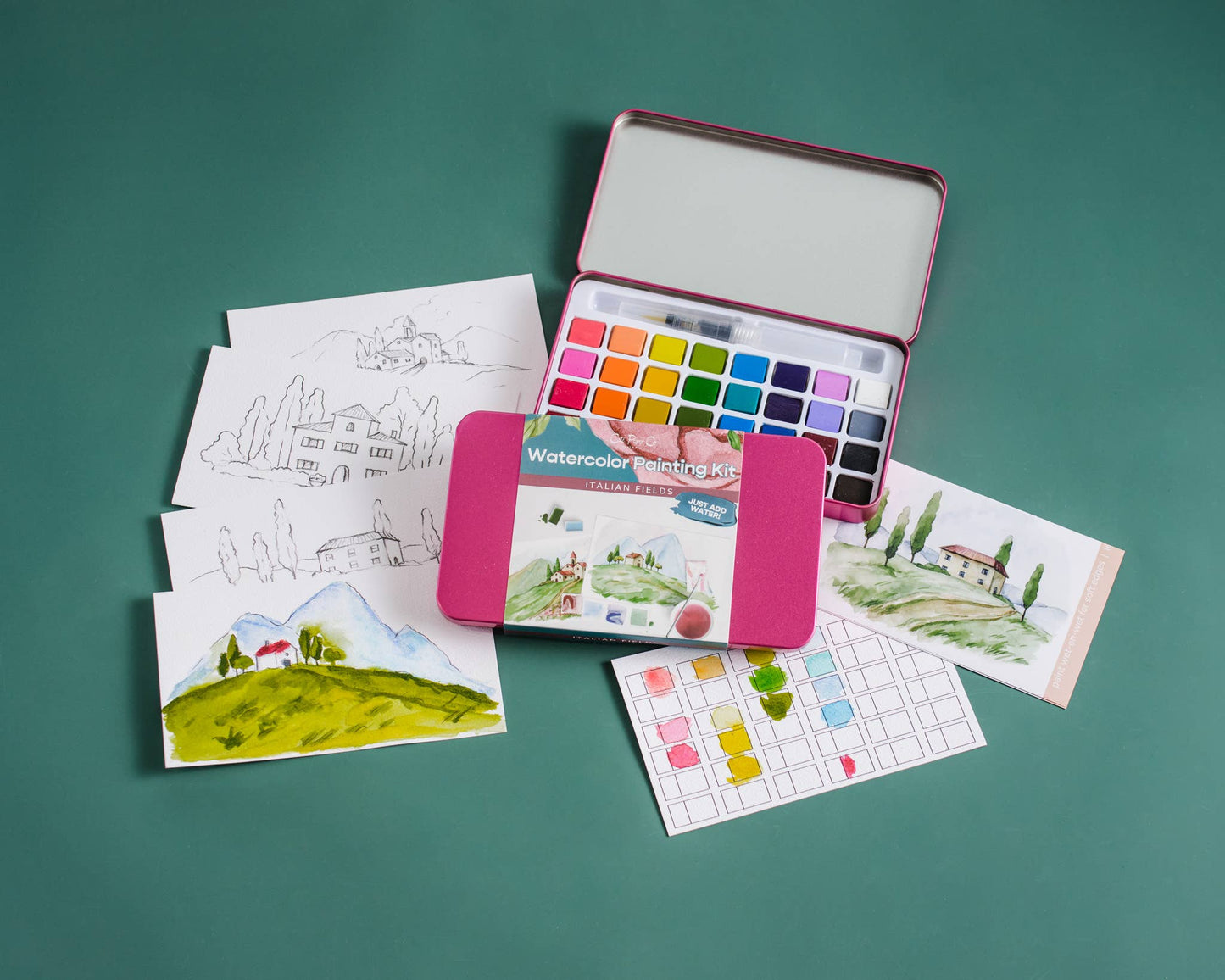 Italian Fields watercolor painting kit