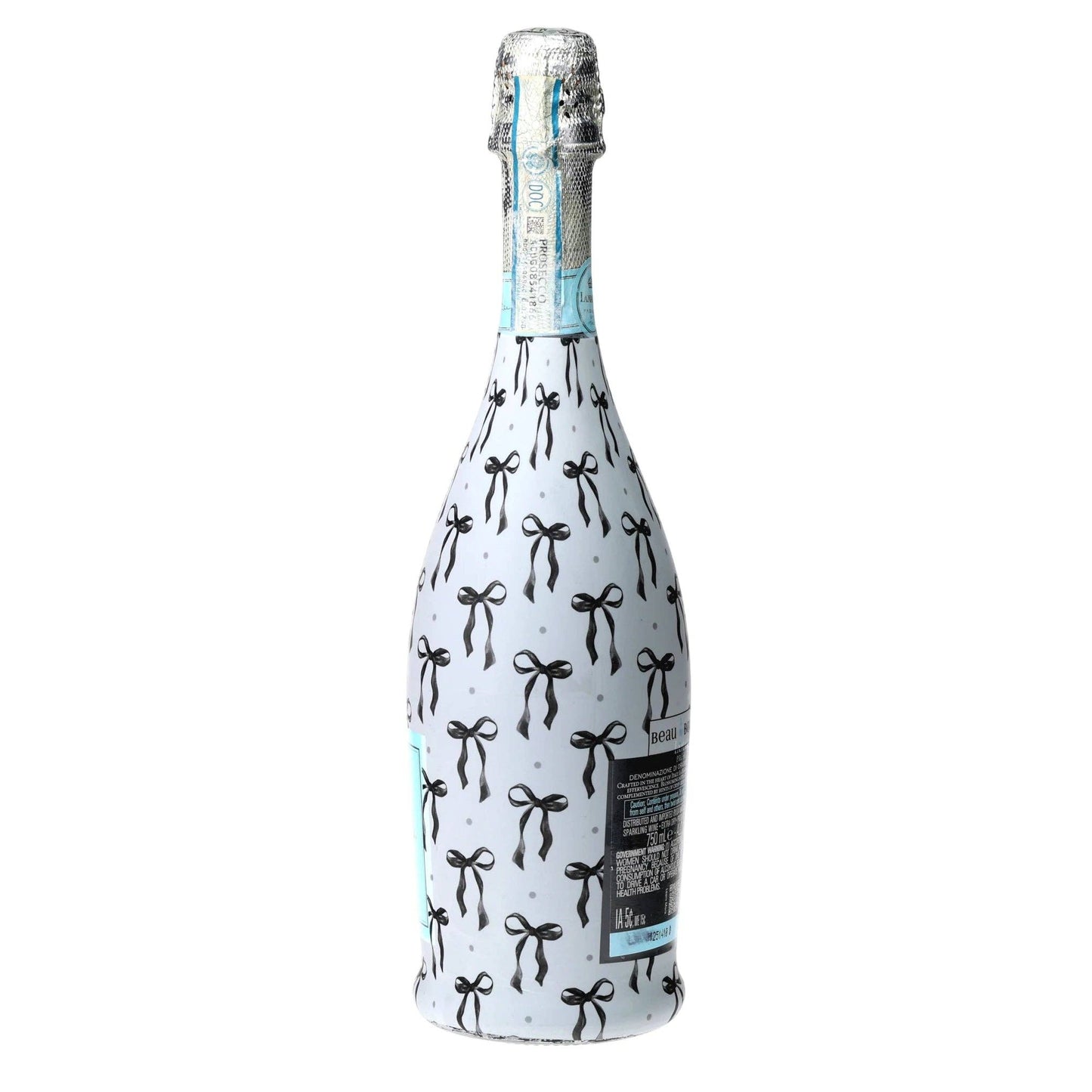 Grandmillennial Black Bows Prosecco Bottle Wrap