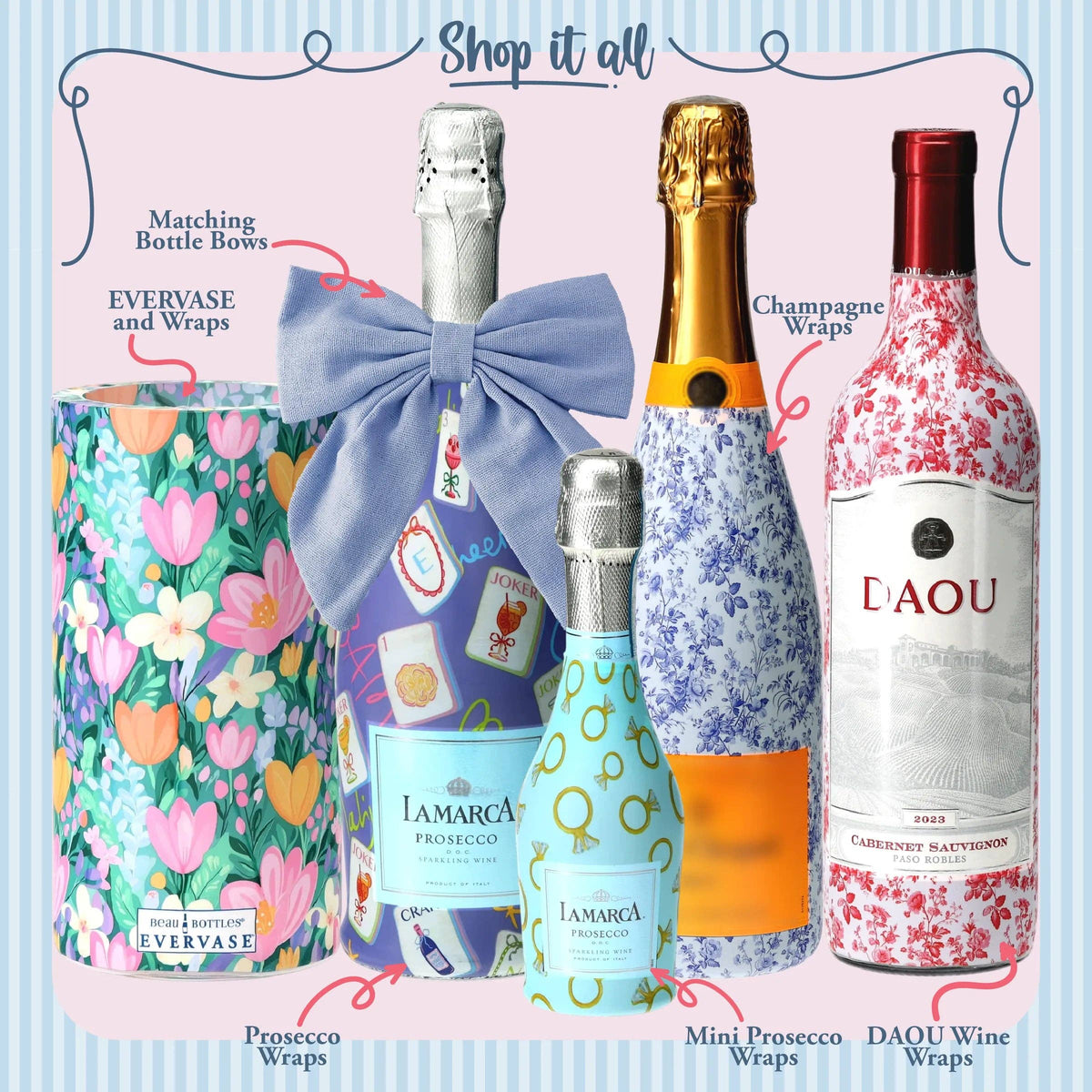 Orange & White Gingham Prosecco Bottle Wrap