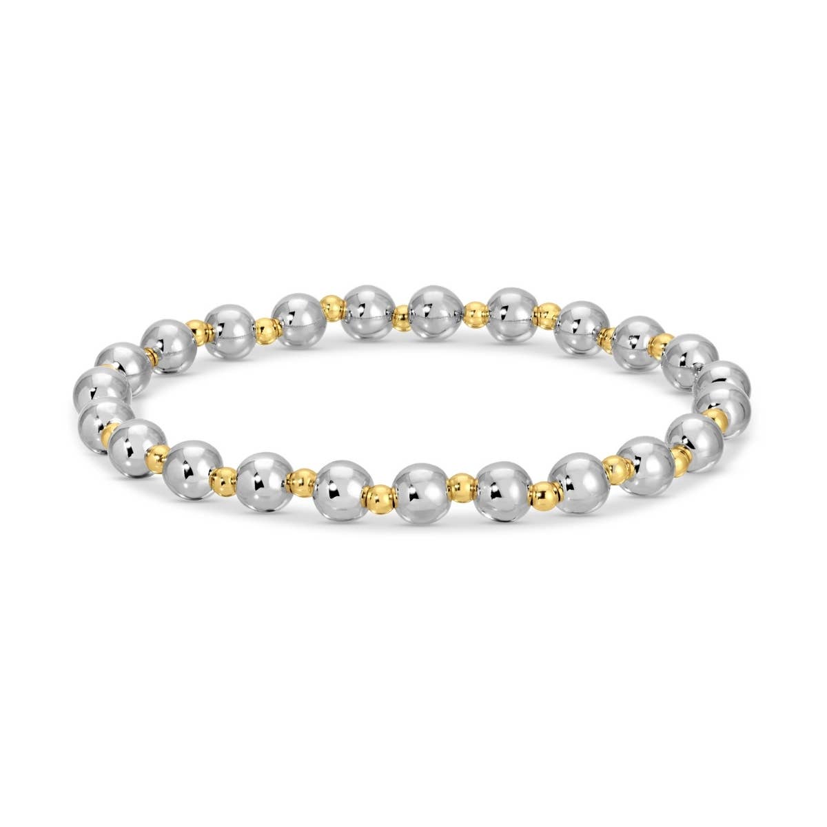 6mm Stretch Bead Bracelet with 3mm Bead Accents: Gold