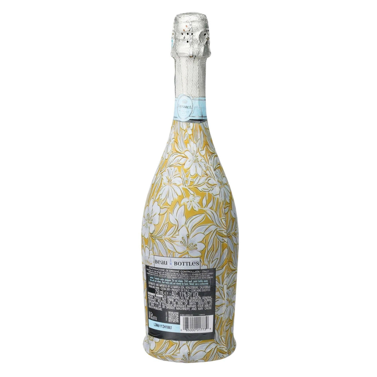 Grandmillennial Gold Flower Prosecco Bottle Wrap