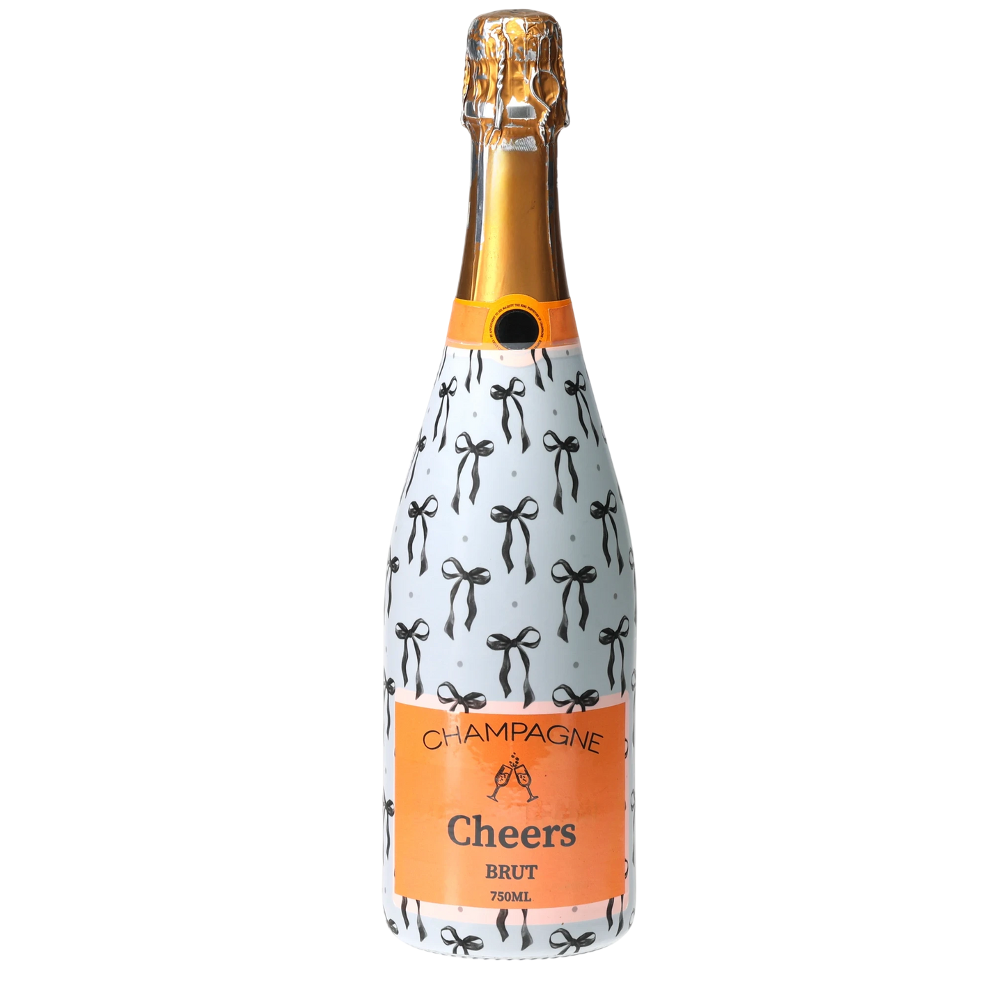 Grandmillennial Black Bow Champagne Bottle Wrap
