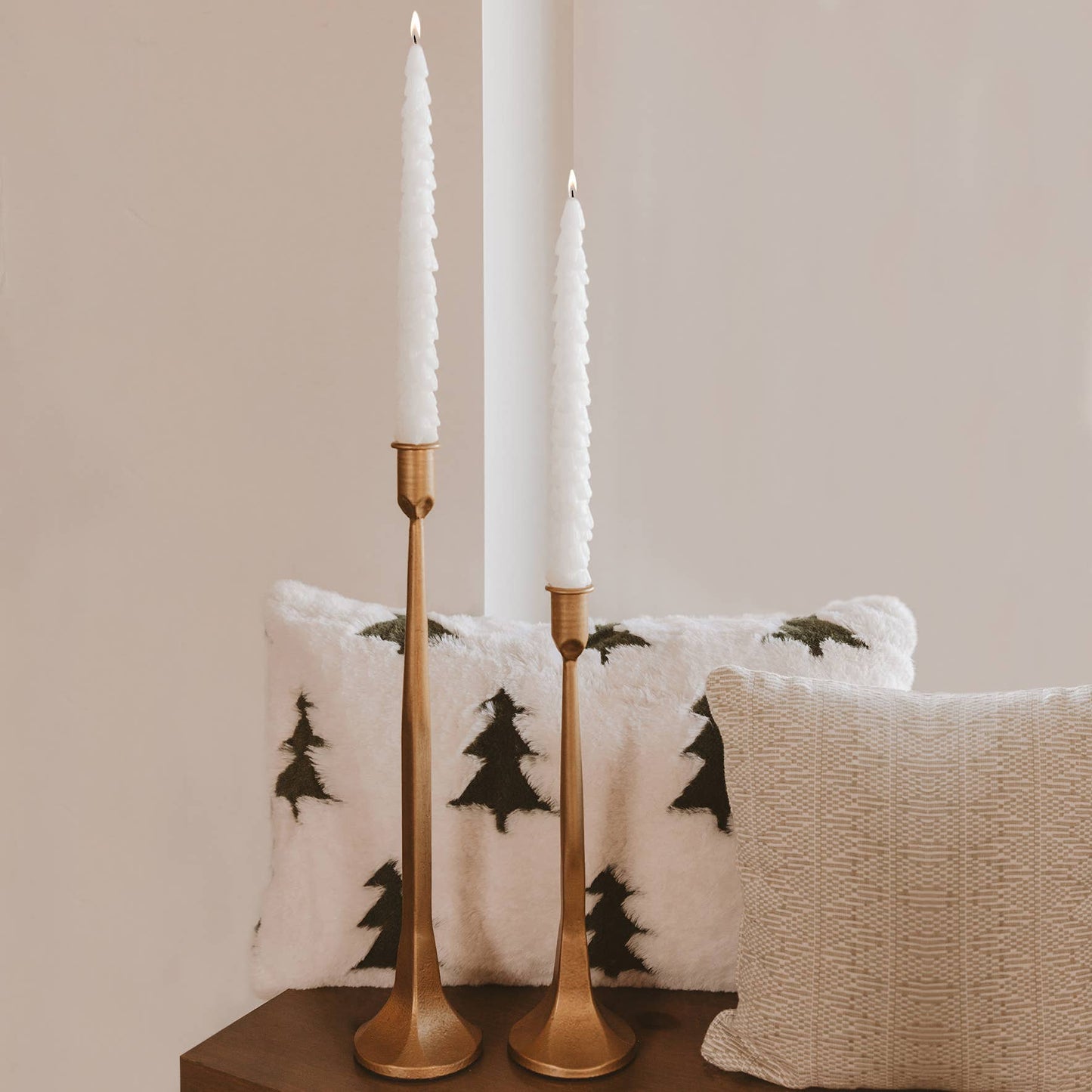 Cream Tree Taper Candles, Set of 2