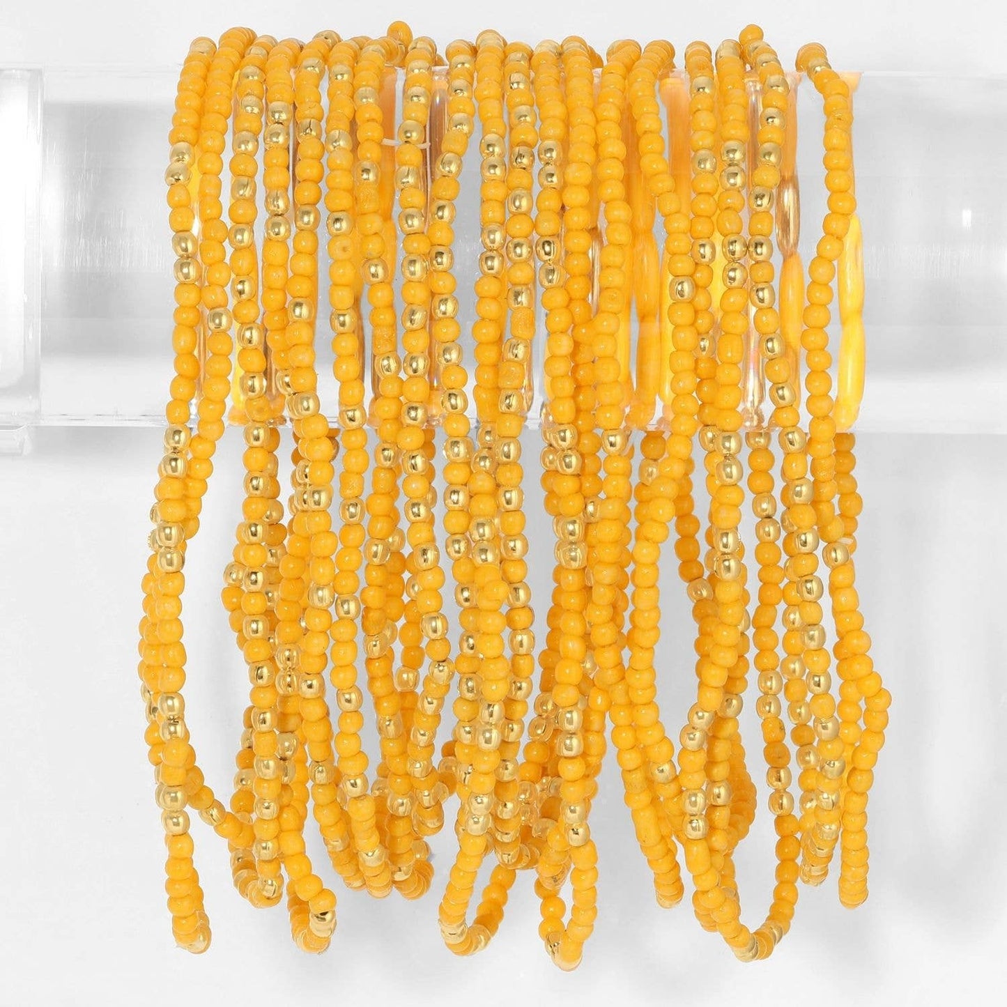 Stretch Seed Bead Solid Game Day Bracelets: Yellow
