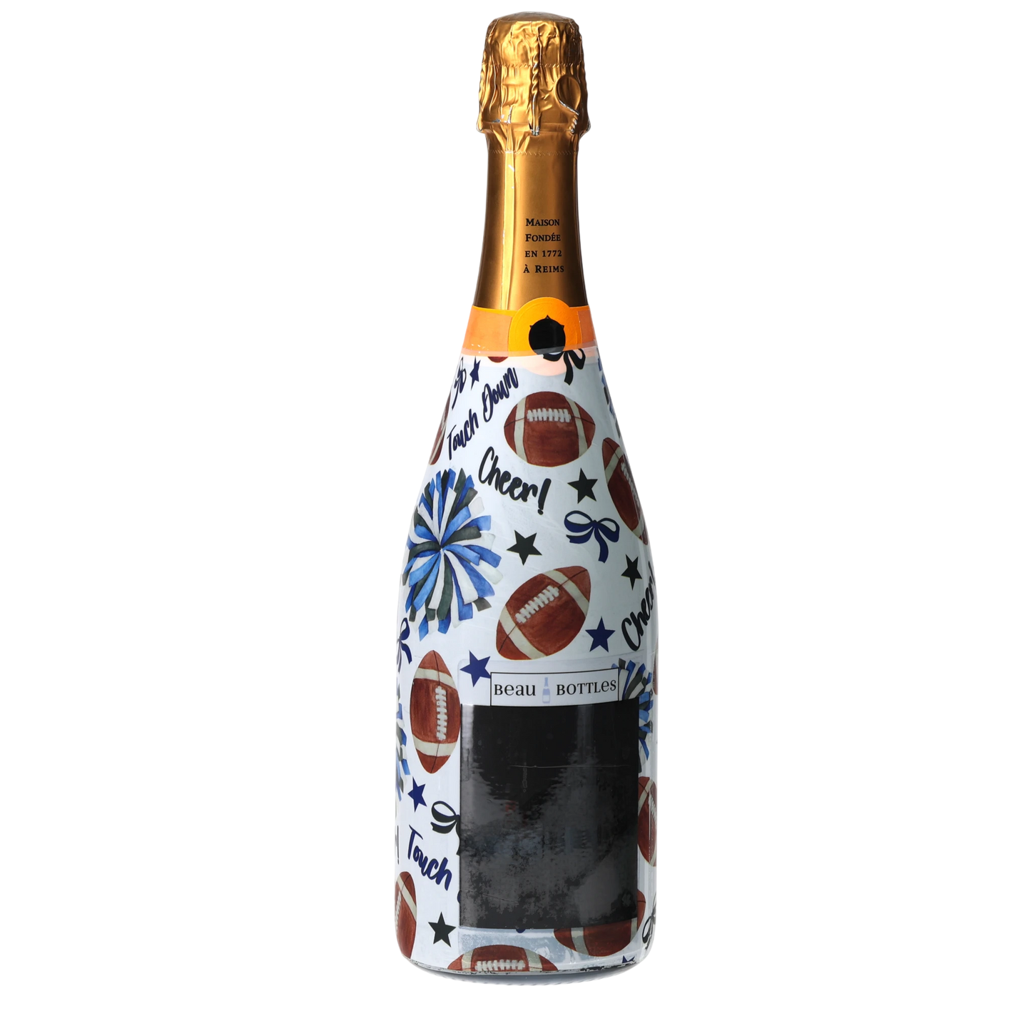 Royal Blue & White Game Day Champagne Bottle Wrap
