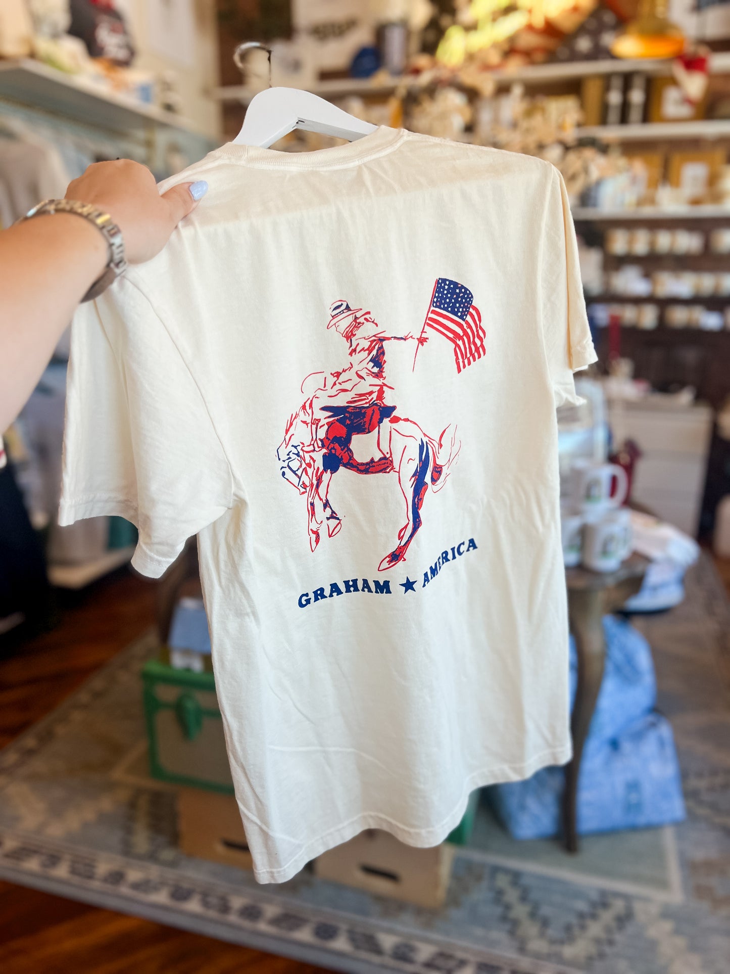 Graham America Bucking Horse Pocket Tee | Ivory
