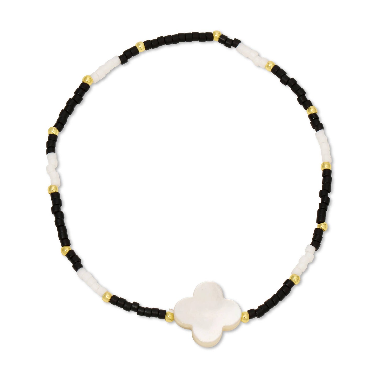 Miyuki Delica Stretch Bracelet w/ Quatrefoil Accent