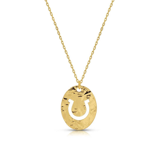 Gilded Horseshoe Cut-Out Necklace: Gold