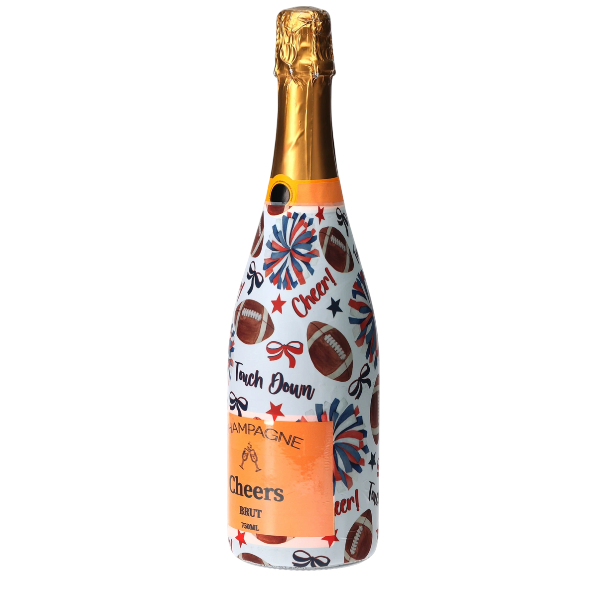 Red & Navy Game Day Champagne Bottle Wrap
