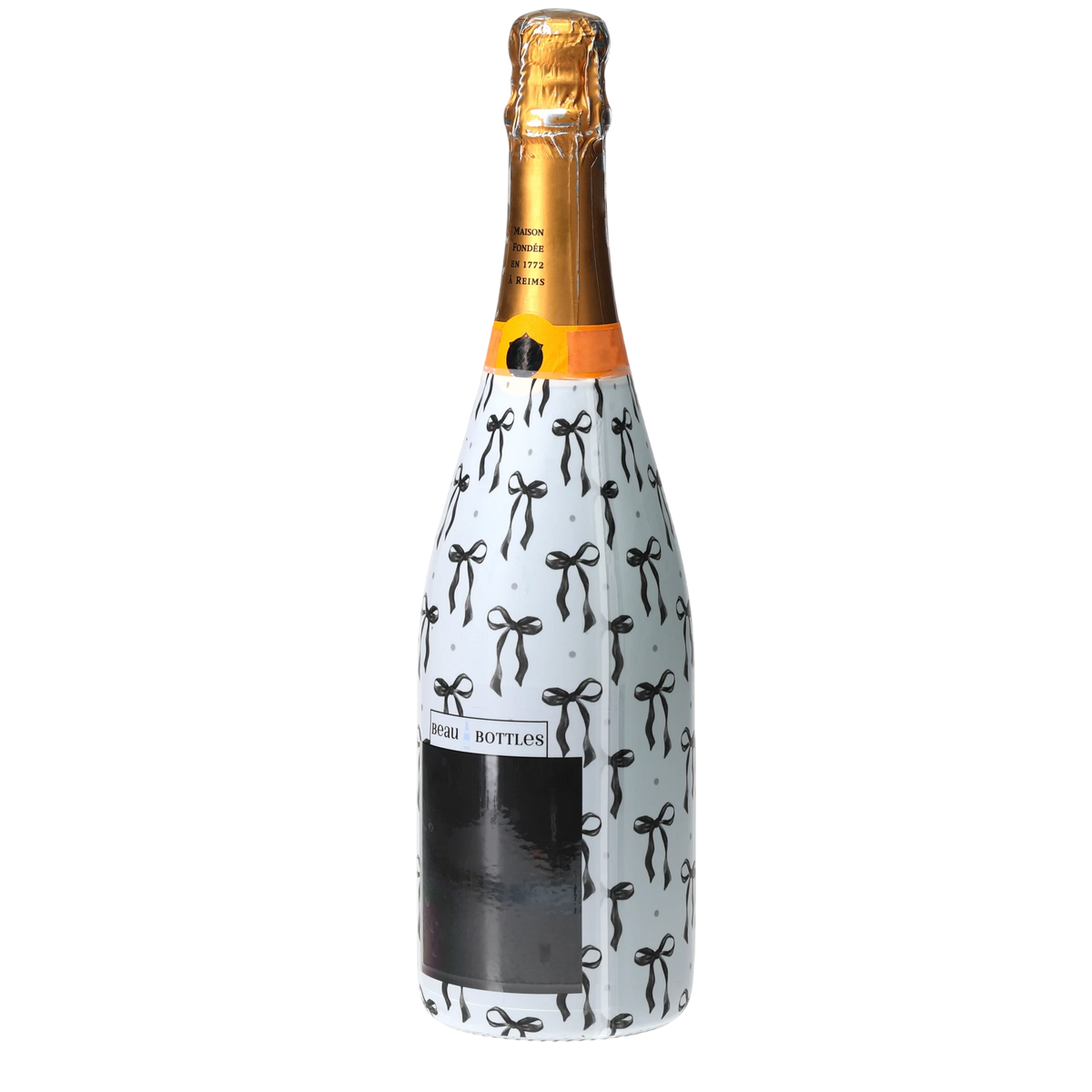 Grandmillennial Black Bow Champagne Bottle Wrap