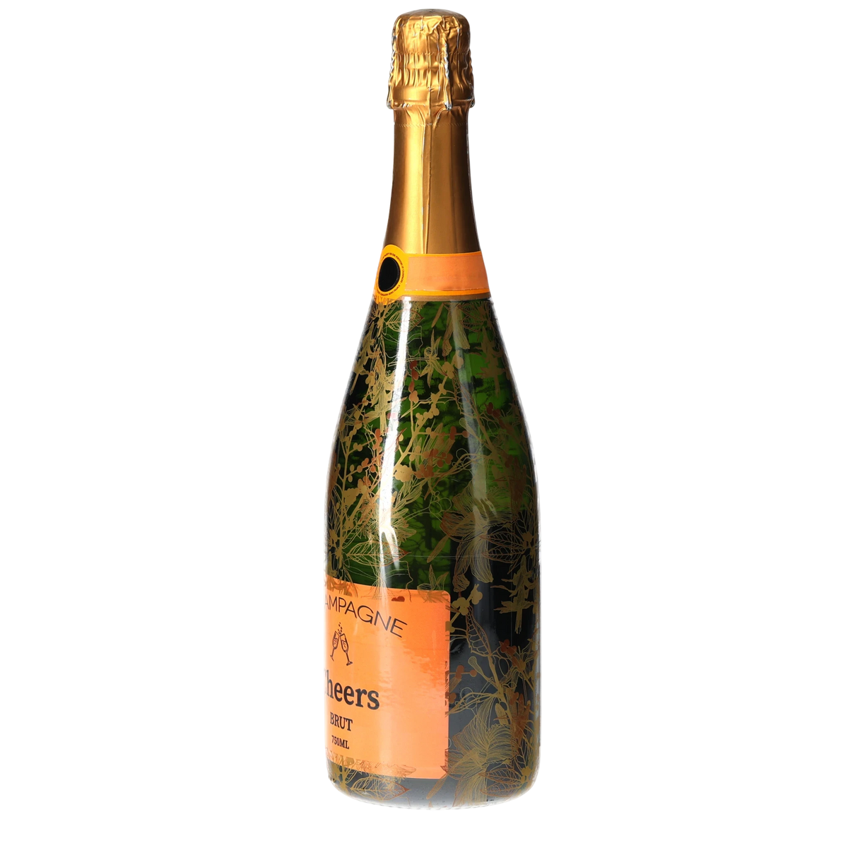 Clear Golden Botanical Champagne Bottle Wrap