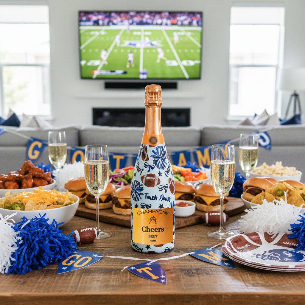 Royal Blue & White Game Day Champagne Bottle Wrap