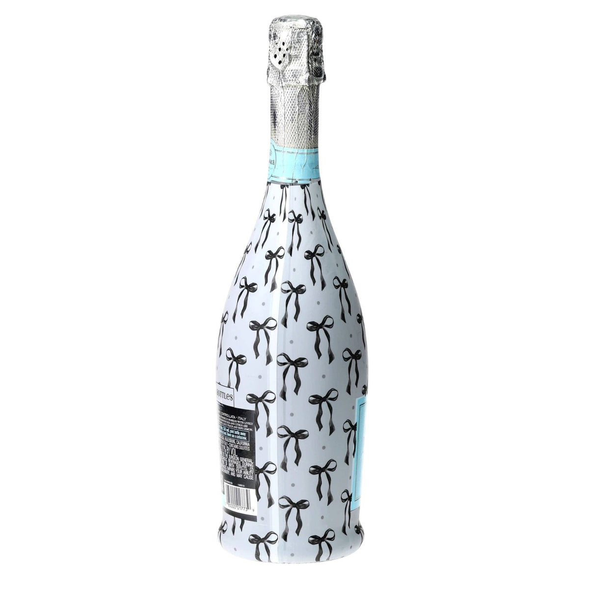 Grandmillennial Black Bows Prosecco Bottle Wrap