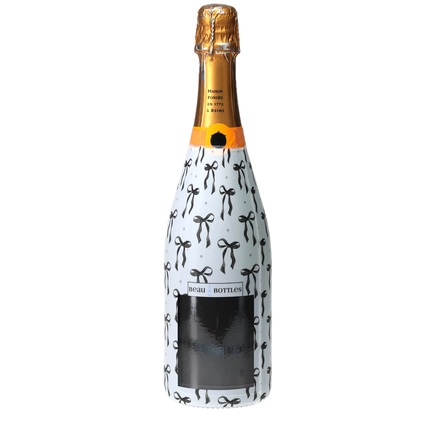 Grandmillennial Black Bow Champagne Bottle Wrap