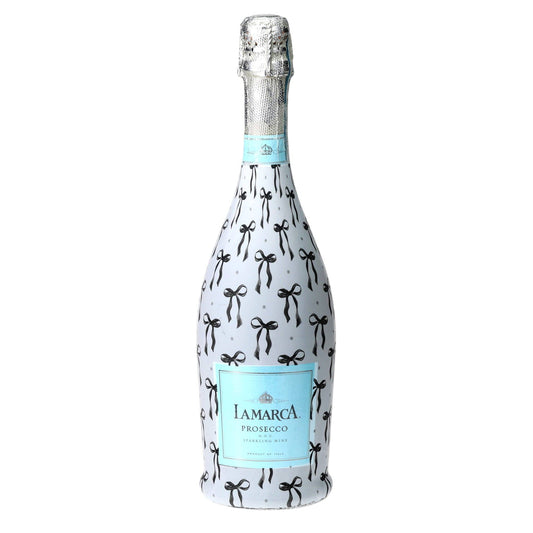 Grandmillennial Black Bows Prosecco Bottle Wrap