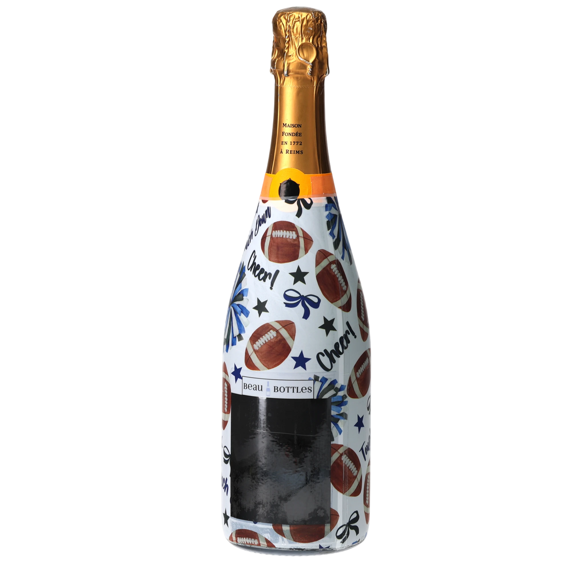 Royal Blue & White Game Day Champagne Bottle Wrap